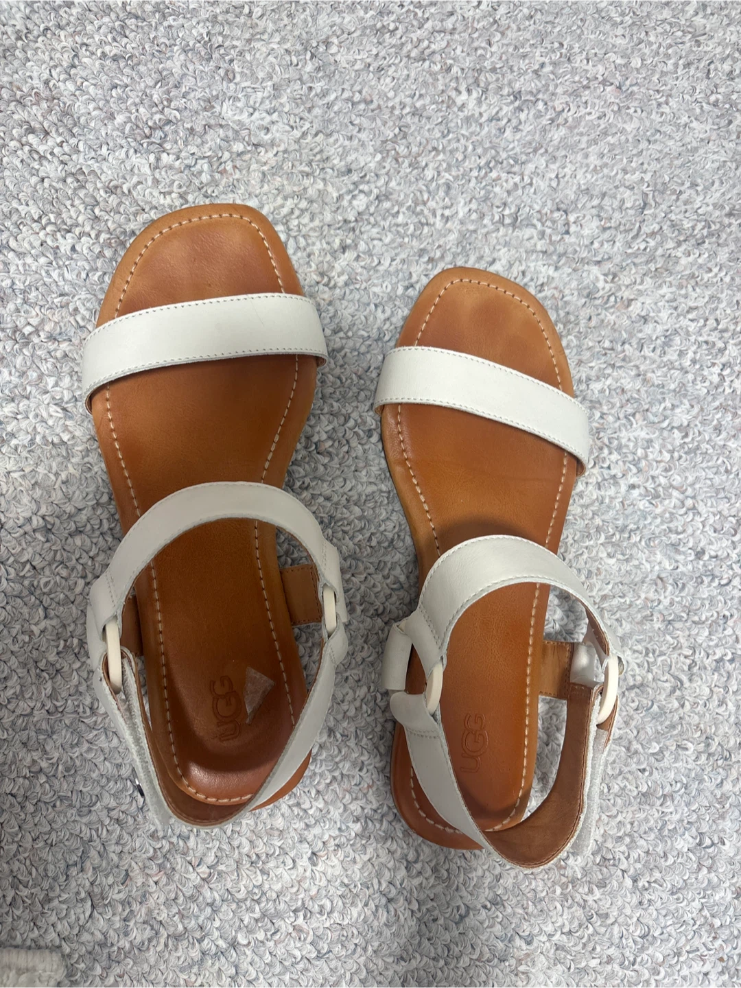 UGG White Leather Sandals - Size 7.5
