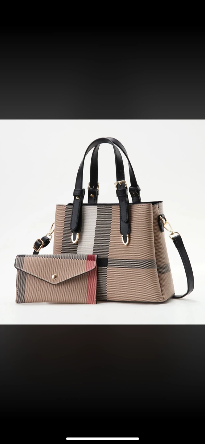 Plaid Handbag with Matching Wallet