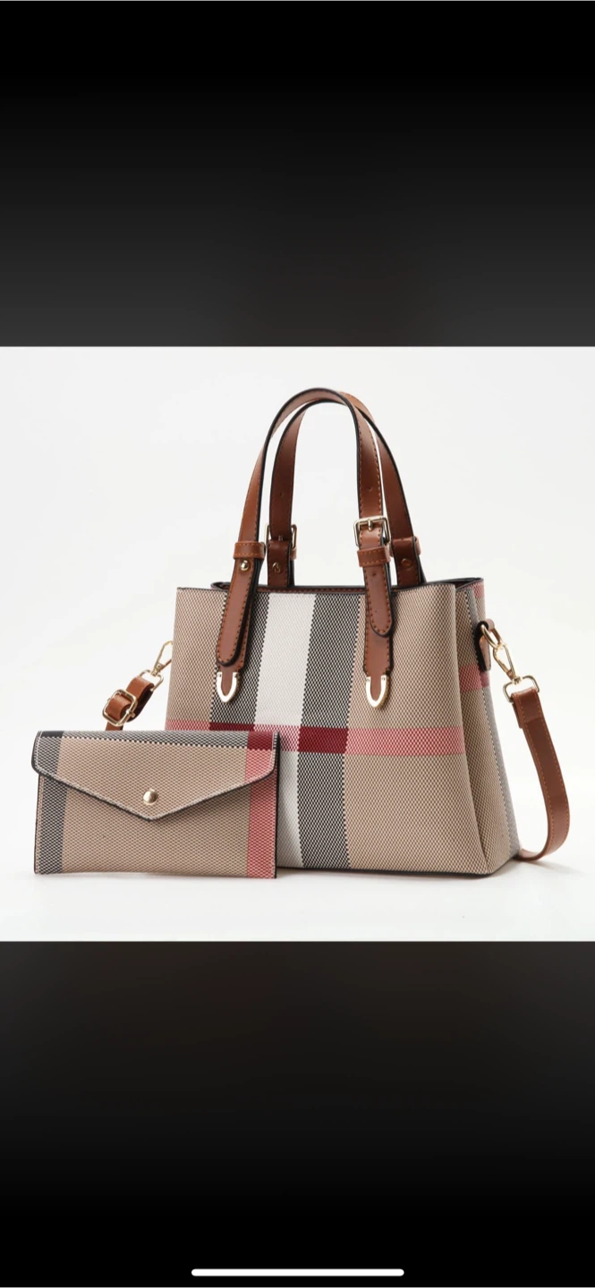 Plaid Handbag with Matching Wallet - photo 2
