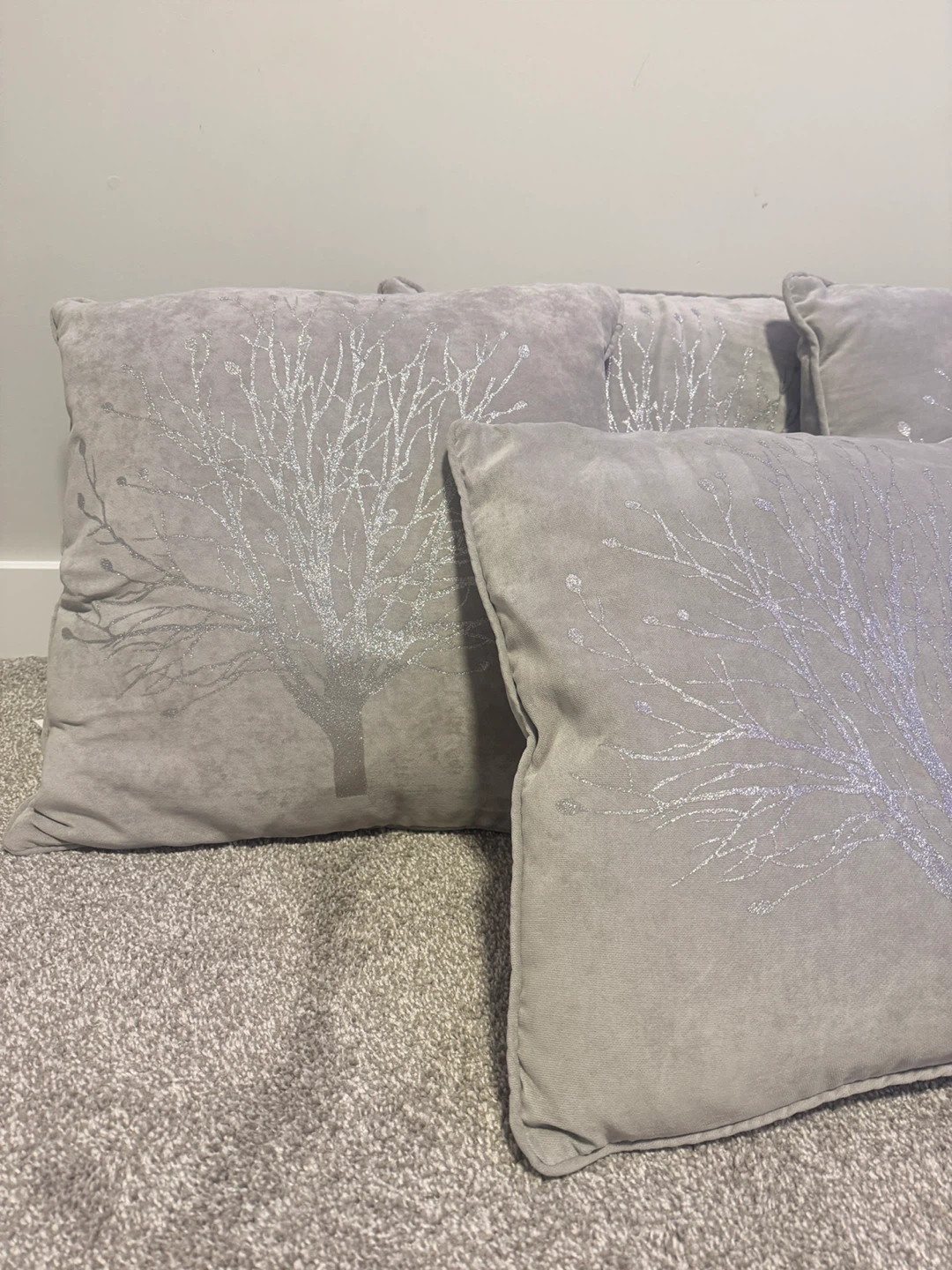 Grey Decorative Throw Pillows with Tree Design - photo 3