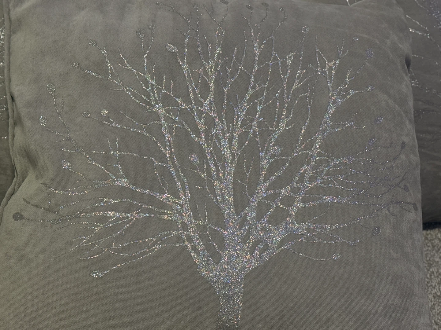 Grey Decorative Throw Pillows with Tree Design - photo 2
