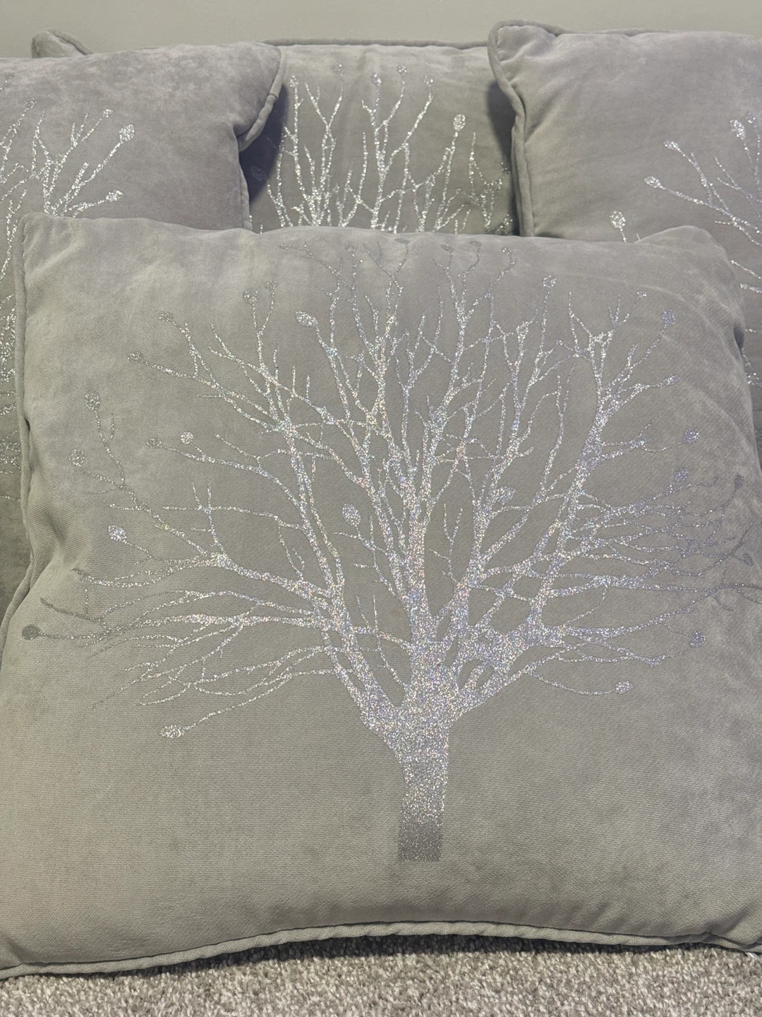 Grey Decorative Throw Pillows with Tree Design - photo 4
