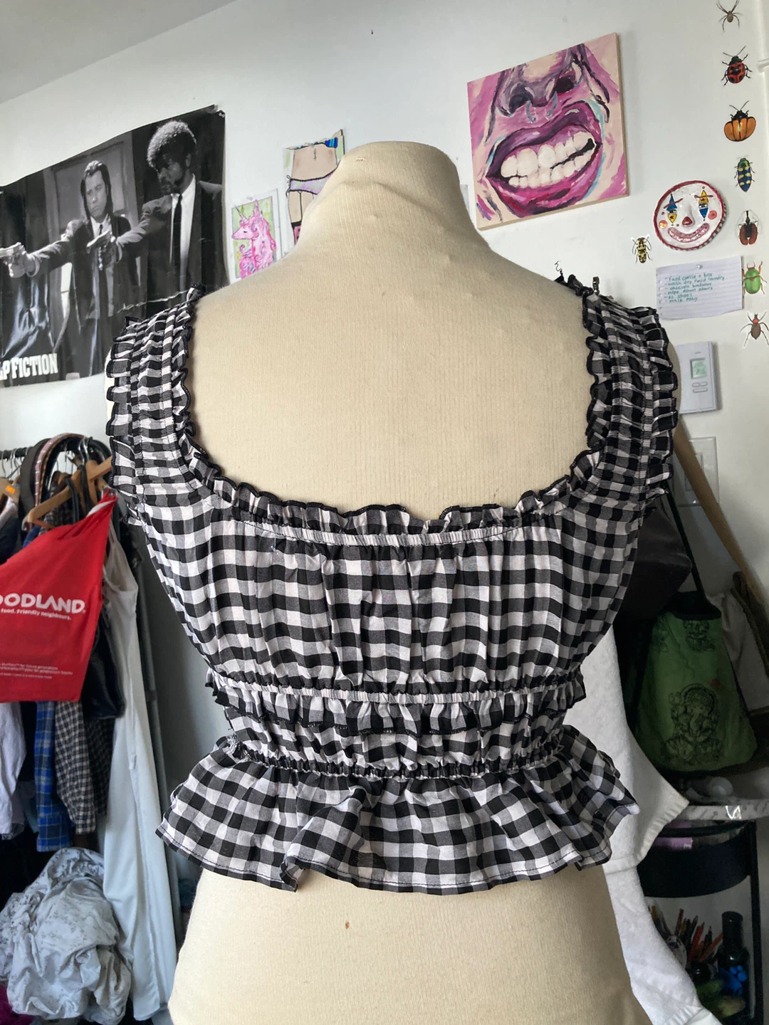 Gingham Ruffle Crop Top - photo 2