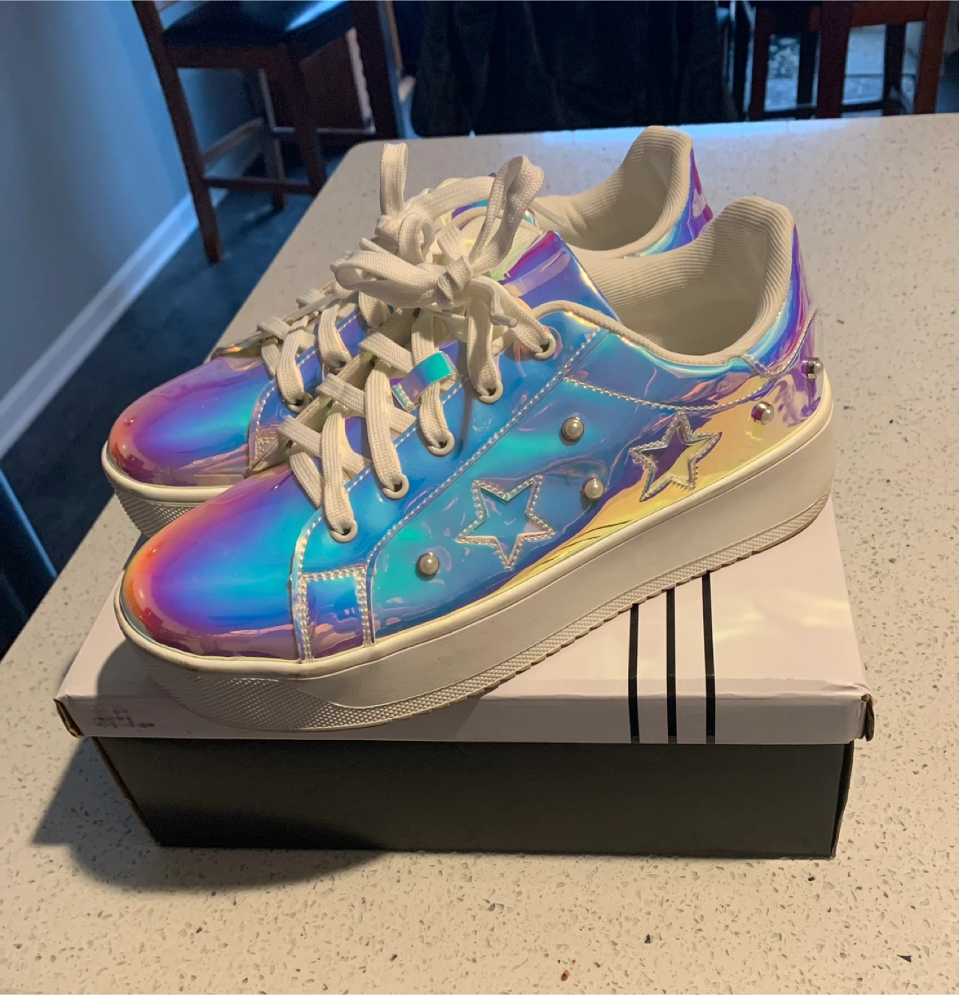 Iridescent Star Sneakers - Size 10