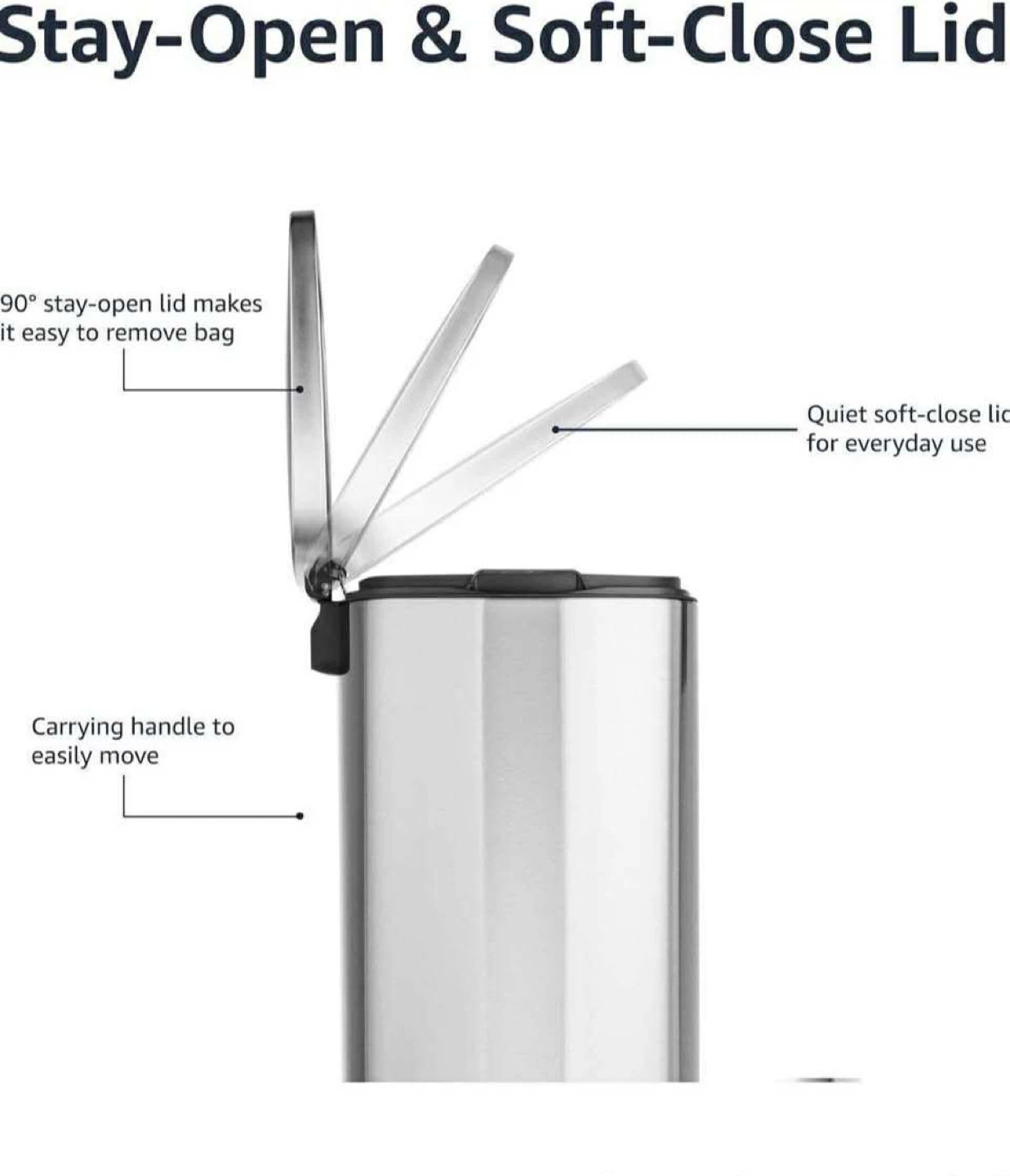 50 Liter / 13.2 Gallon Soft-Close, Smudge Resistant Trash Can wi - photo 2