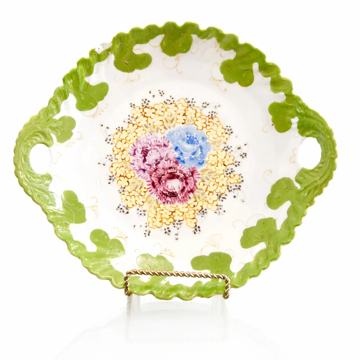 Victorian Hand-Painted Majolica Cheese/Sandwich Server, 10