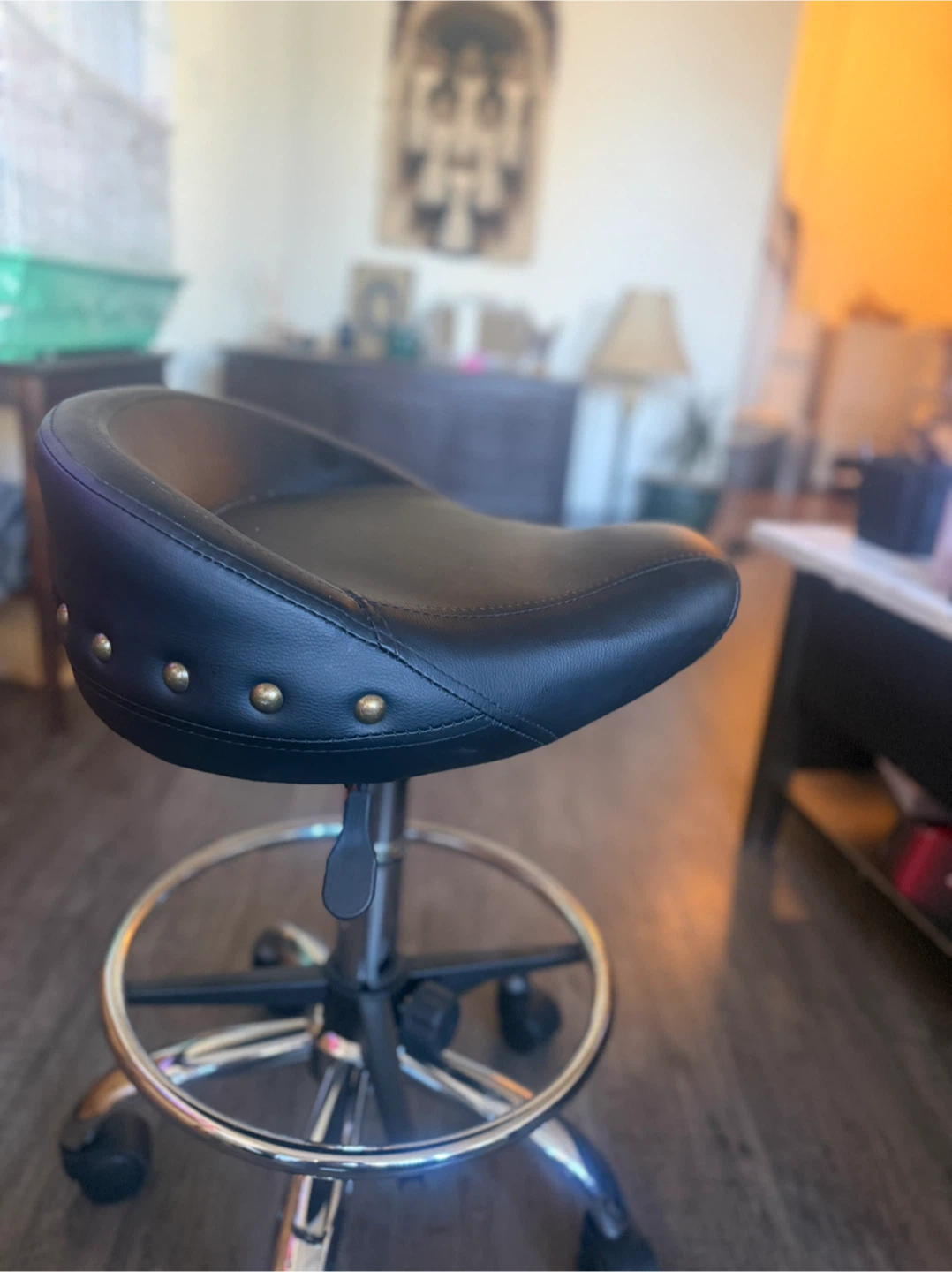 Adjustable Black Swivel Stool - photo 2