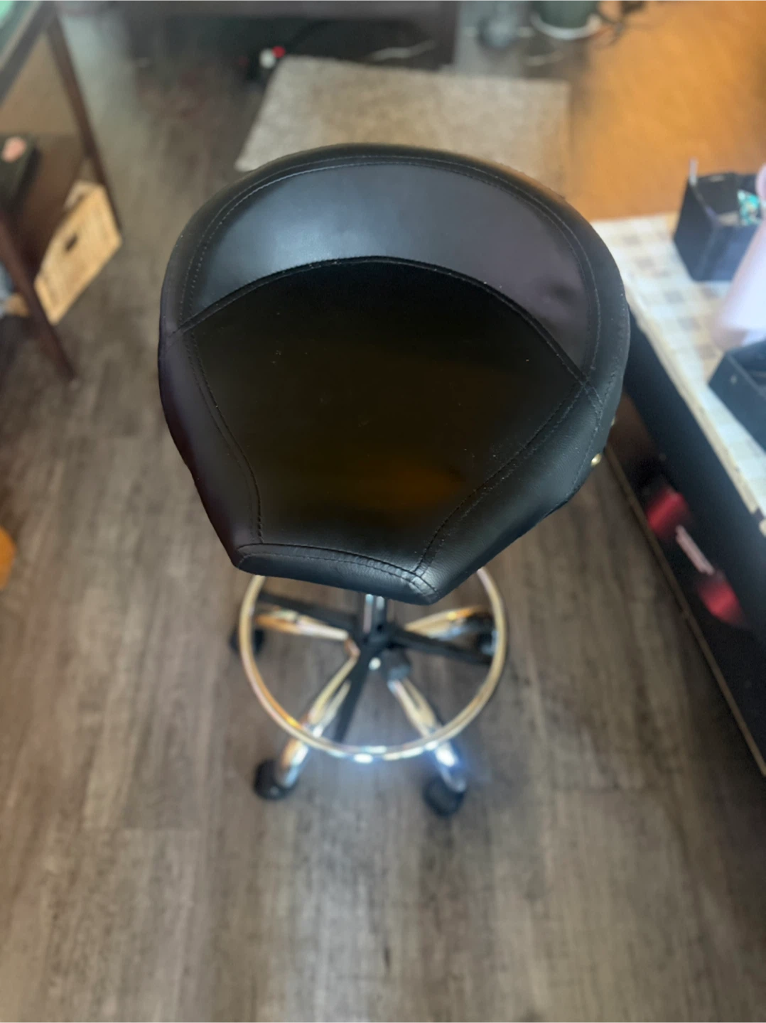 Adjustable Black Swivel Stool