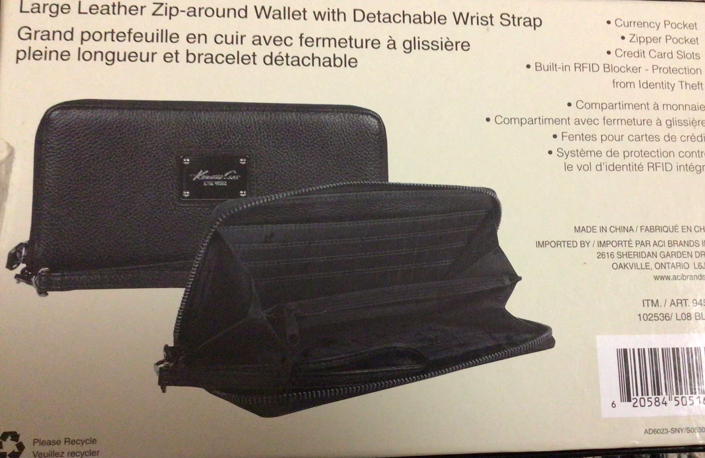 Kenneth Cole Leather Zip-Around Wallet with Wrist Strap - photo 2