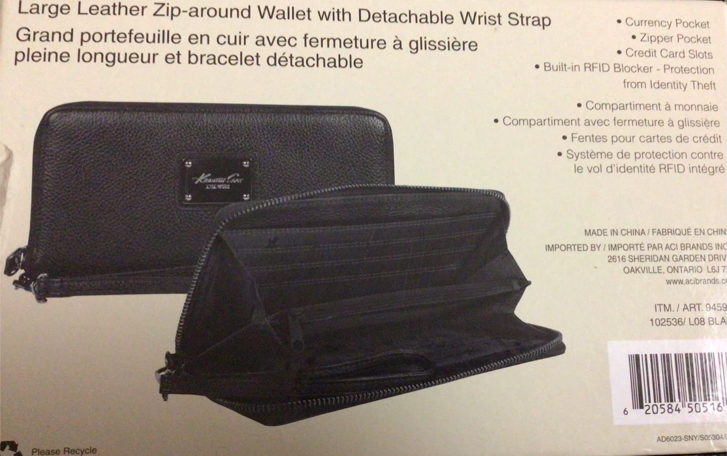Kenneth Cole Leather Zip-Around Wallet with Wrist Strap - photo 3