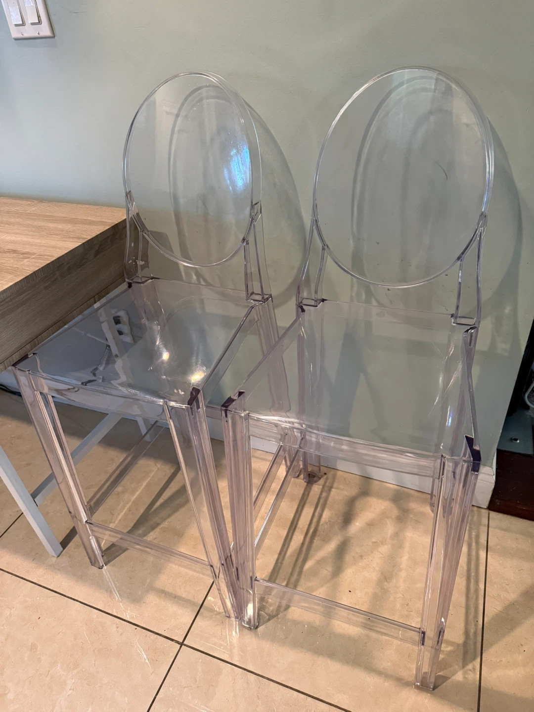 Set of 2 Ghost Bar Stools - Clear Acrylic