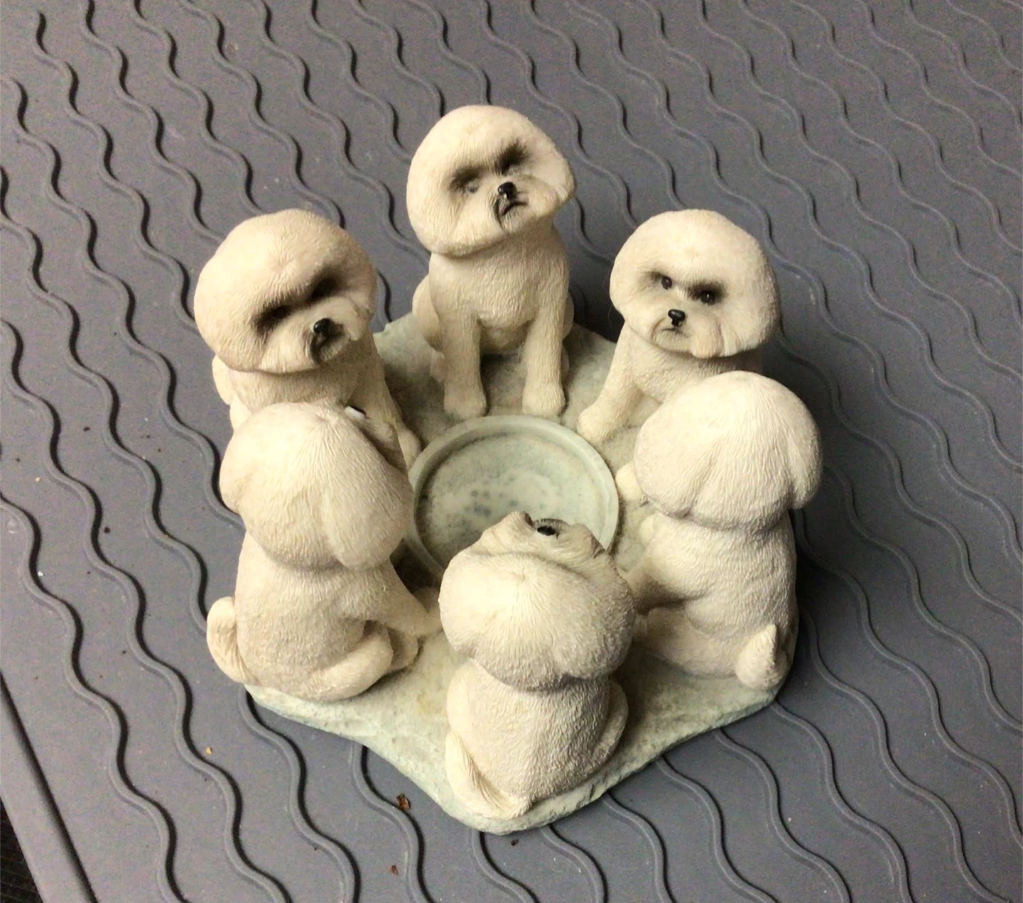 Dog Figurine Decor Bichon’s around a candke - photo 3