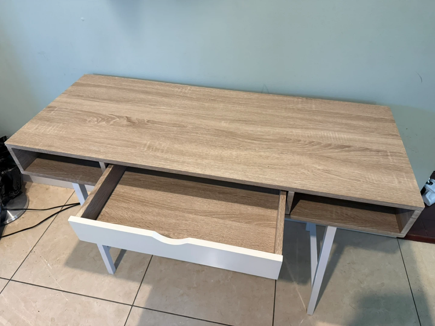 Light Wood Desk with White Drawer - photo 2