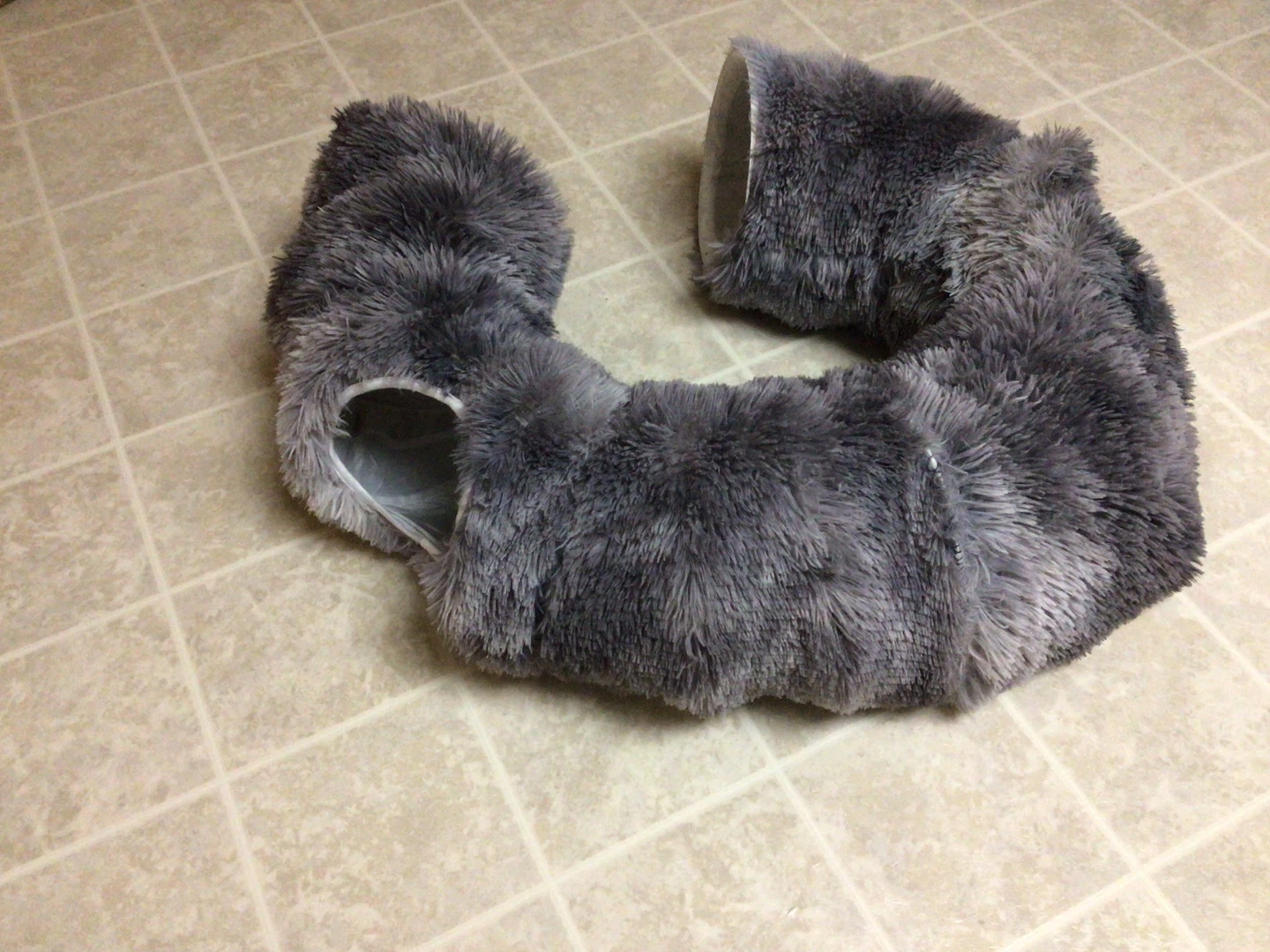 Grey Fuzzy Cat Tunnel Toy