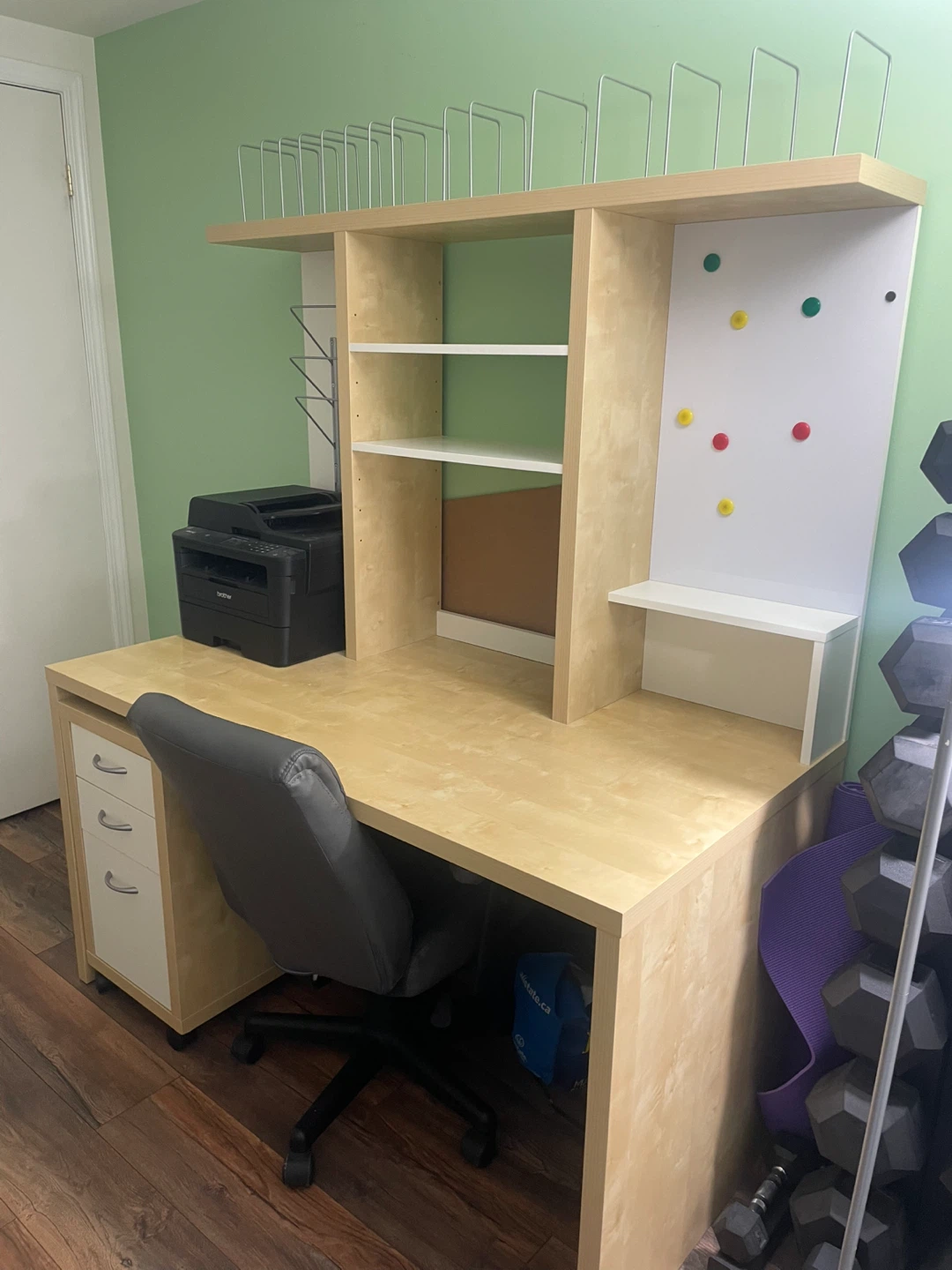 Light wood desk with Hutch and Storage