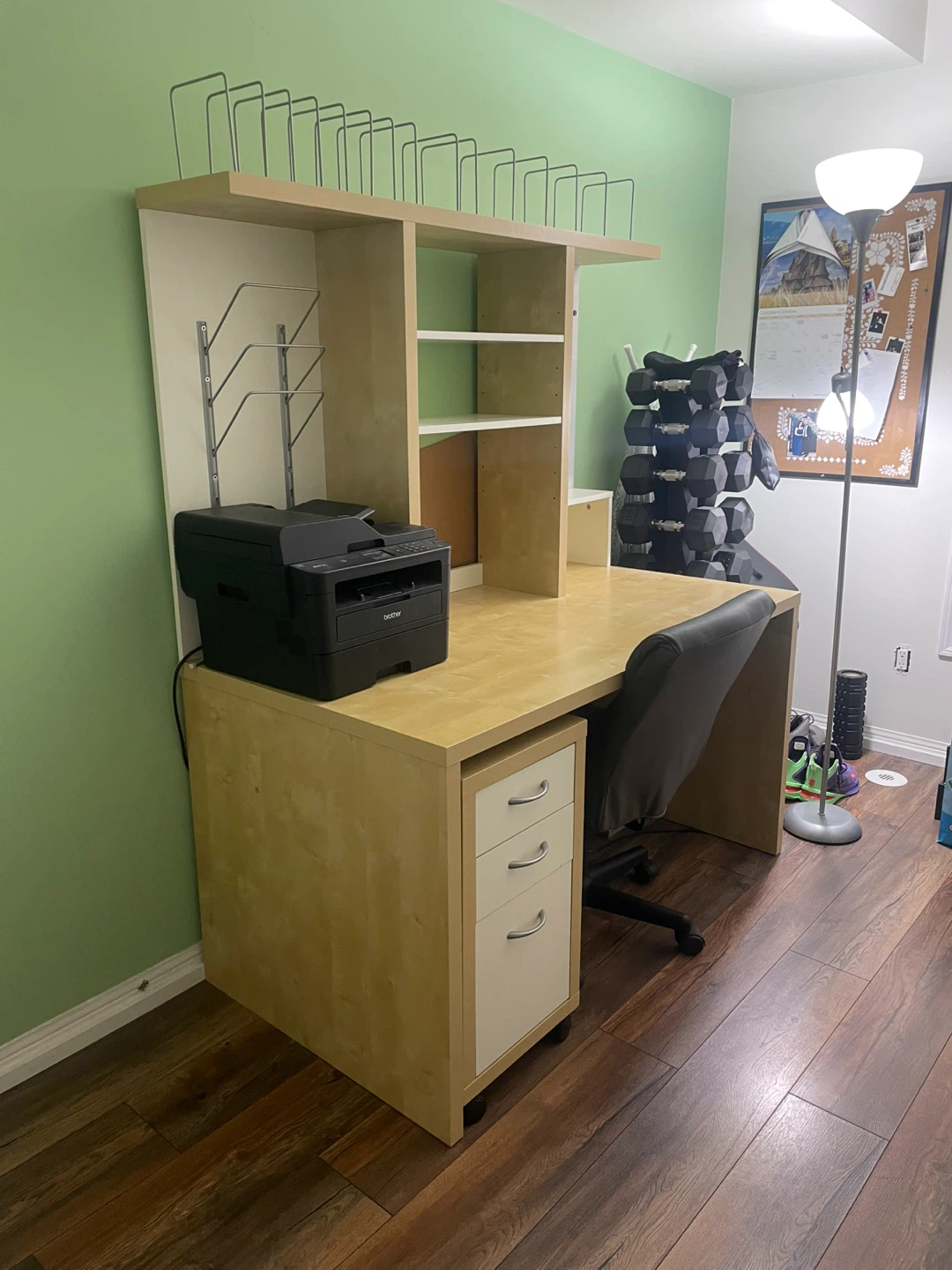 Light wood desk with Hutch and Storage - photo 3