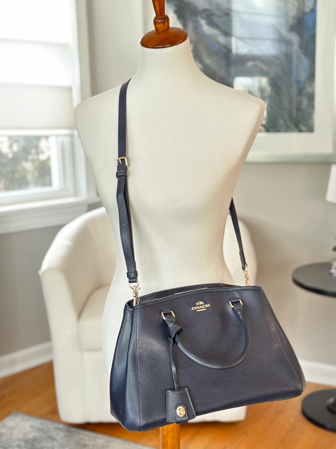 Coach Navy Blue Leather Satchel 🥕