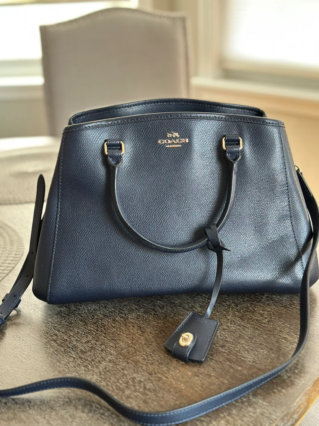 Coach Navy Blue Leather Satchel 🥕 - photo 2