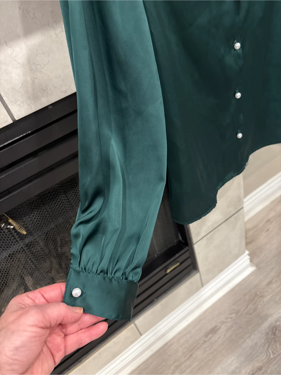 Milk & Honey Green Blouse with Pearl Detail - photo 4