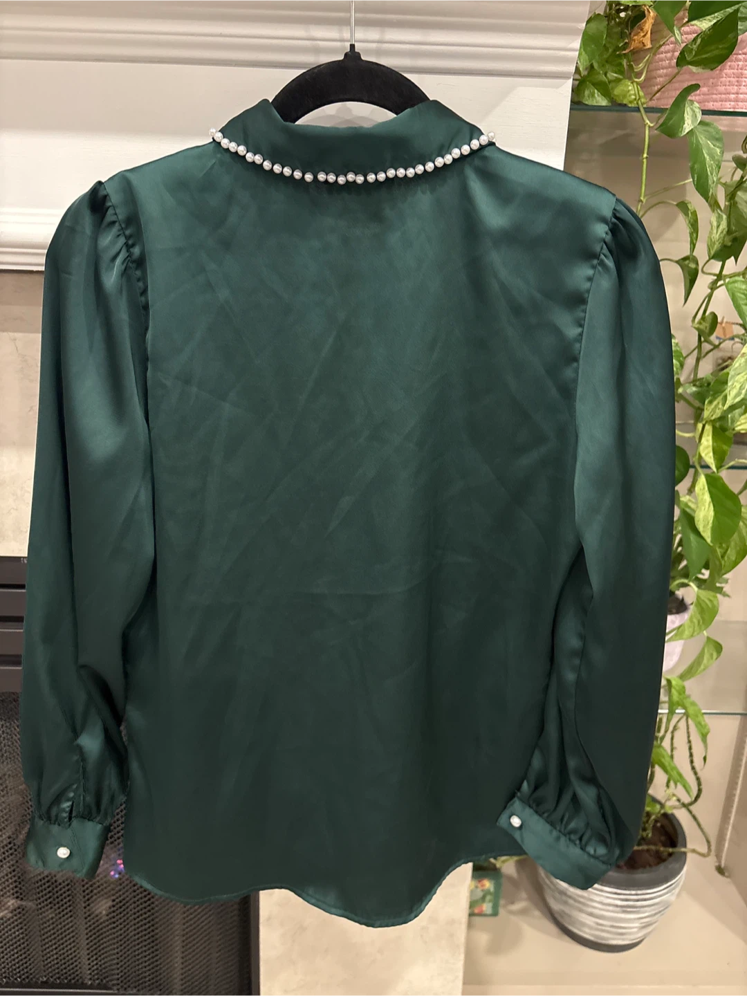 Milk & Honey Green Blouse with Pearl Detail - photo 5
