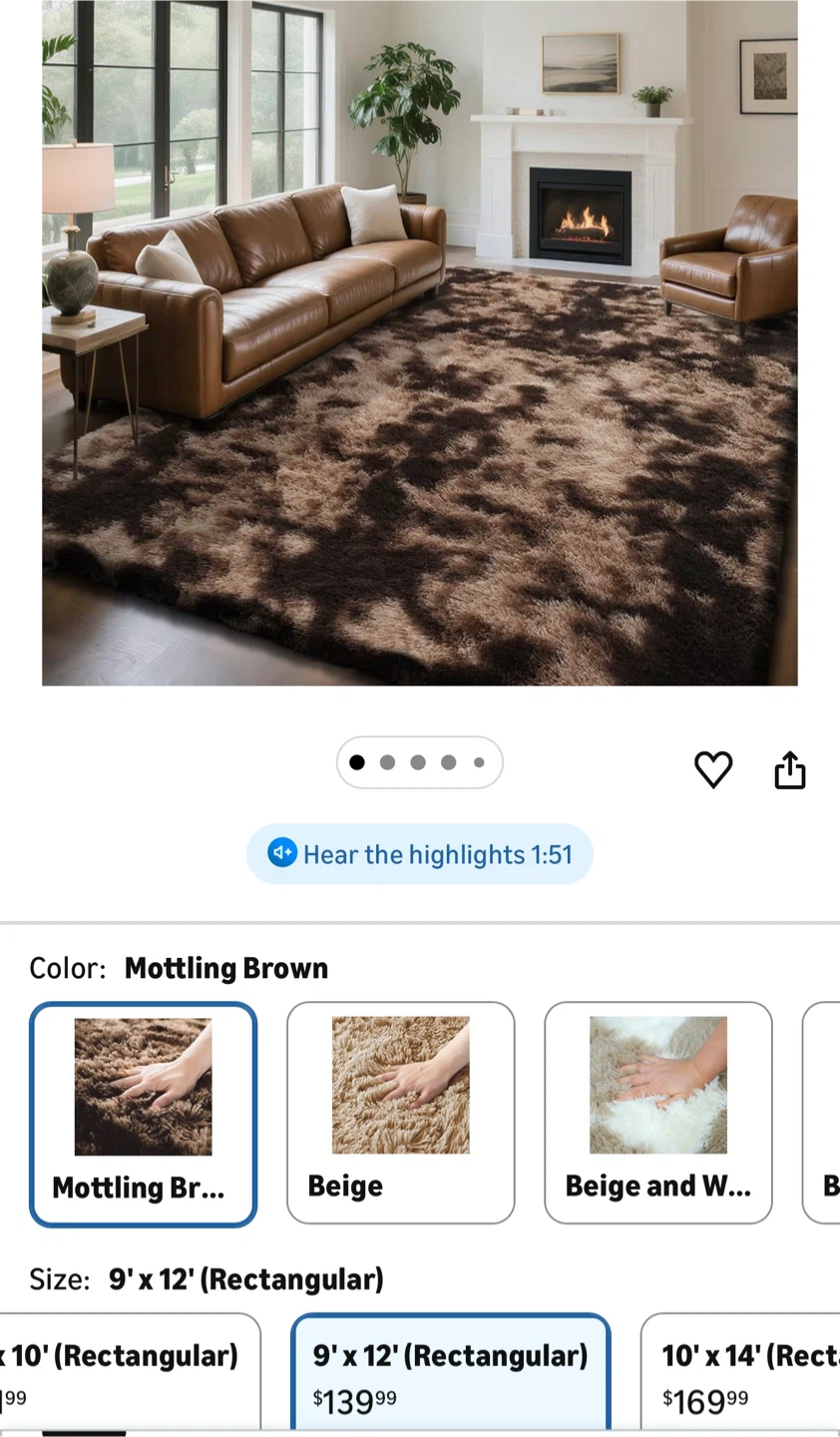 Yongyangjuxin Mottling Brown Fluffy Area Rug 9' x 12' - photo 5