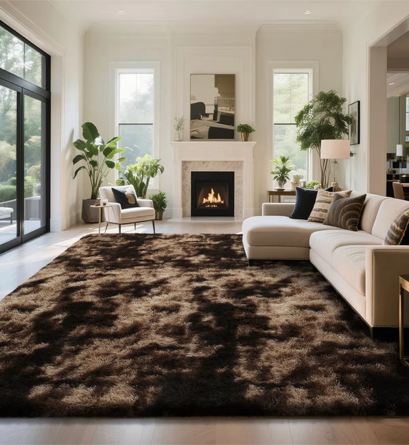 Yongyangjuxin Mottling Brown Fluffy Area Rug 9' x 12'