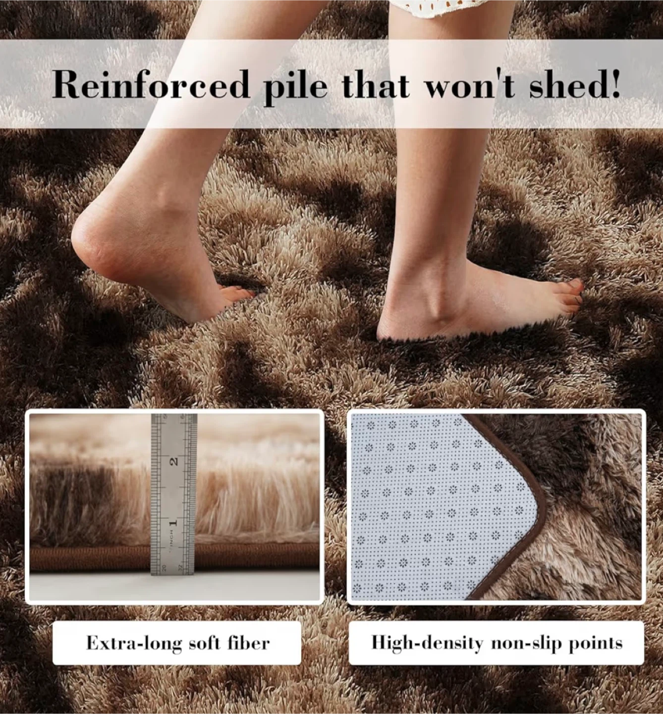 Yongyangjuxin Mottling Brown Fluffy Area Rug 9' x 12' - photo 2