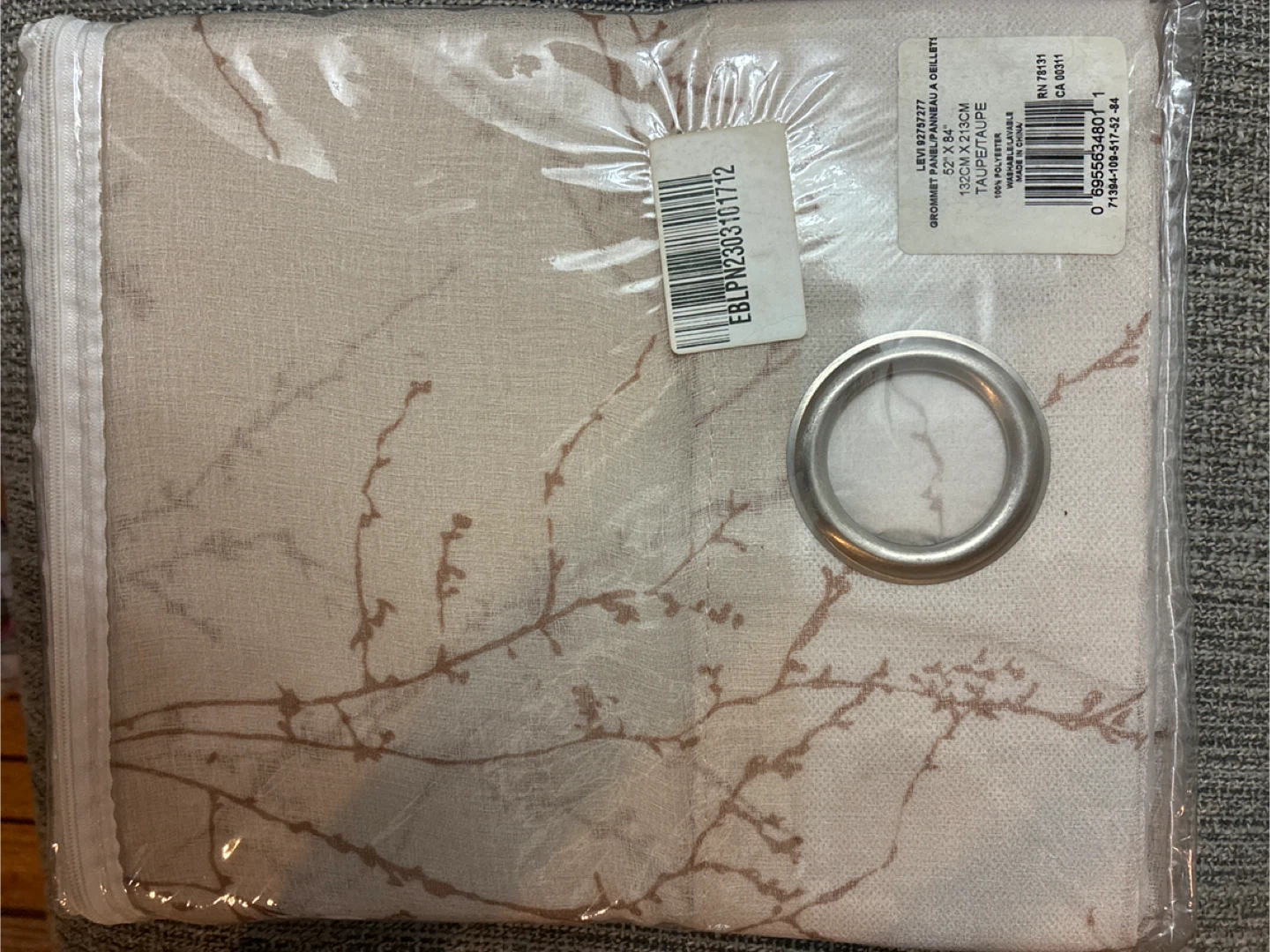 New Levi Grommet Panel 52"x84" Taupe Curtain - New - photo 3