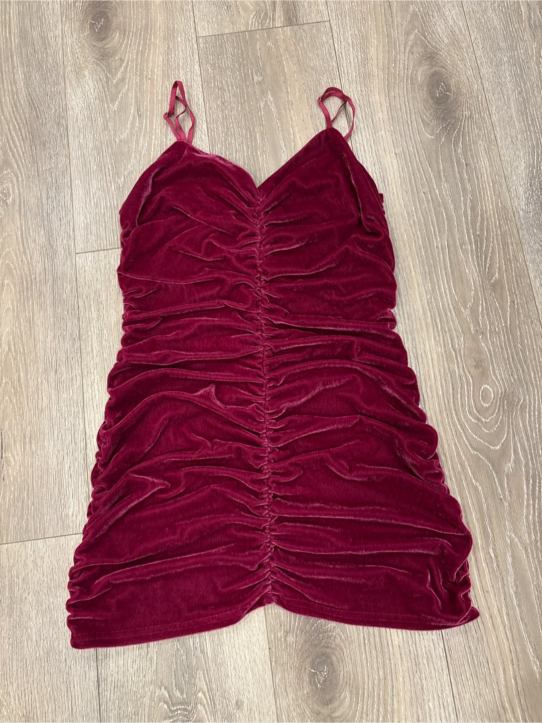 Burgundy Velvet Mini Dress
