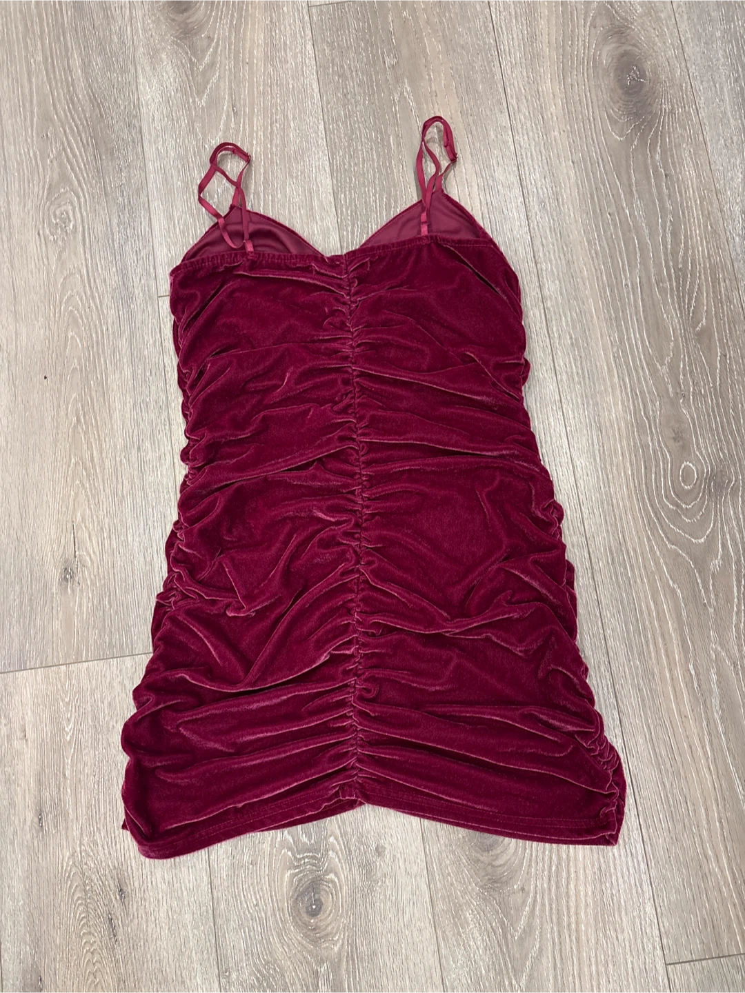 Burgundy Velvet Mini Dress - photo 2