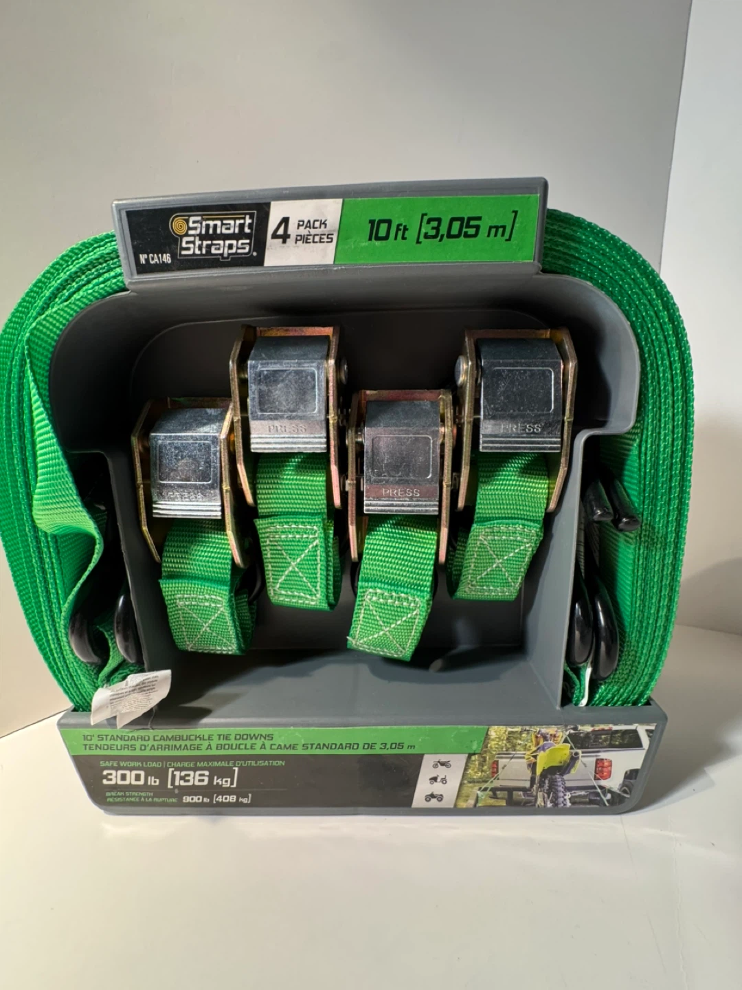 SmartStraps 10ft Cam Buckle Tie Downs - 4 Pack