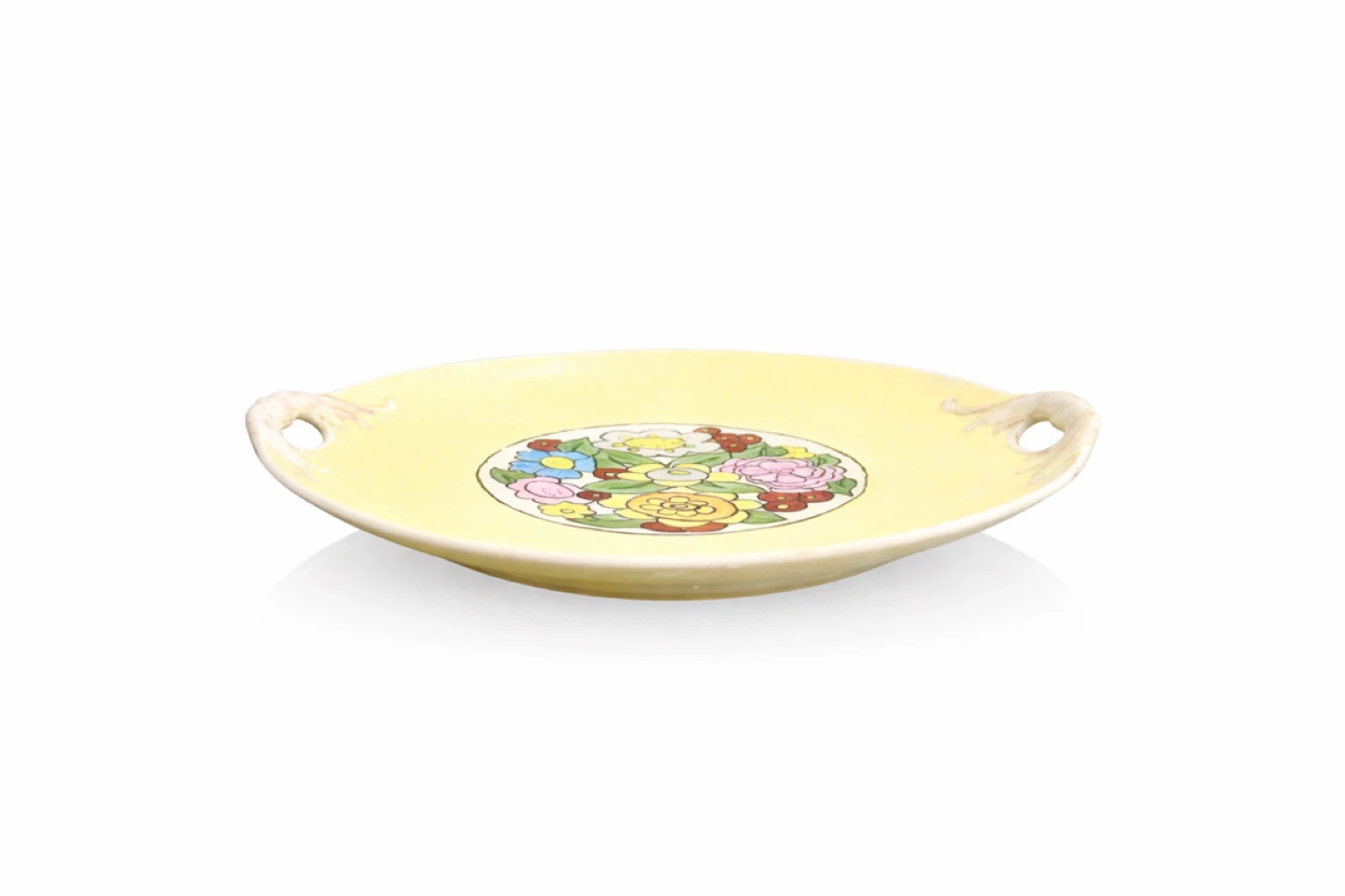 Art Deco Hand-Painted Floral Sandwich Plate, T.A.F.G. - photo 3
