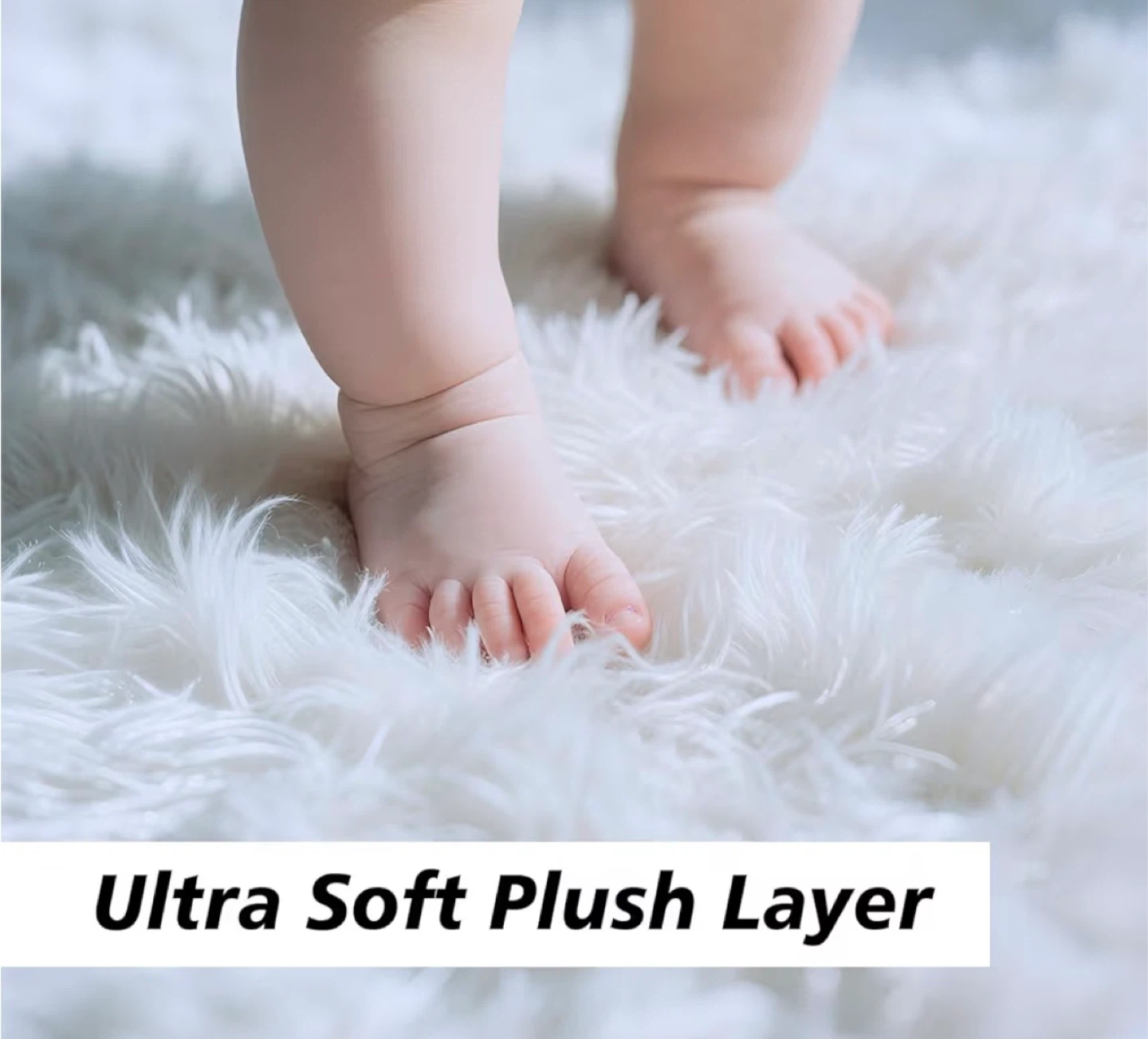 White Fluffy Round Rug 6 round - photo 2
