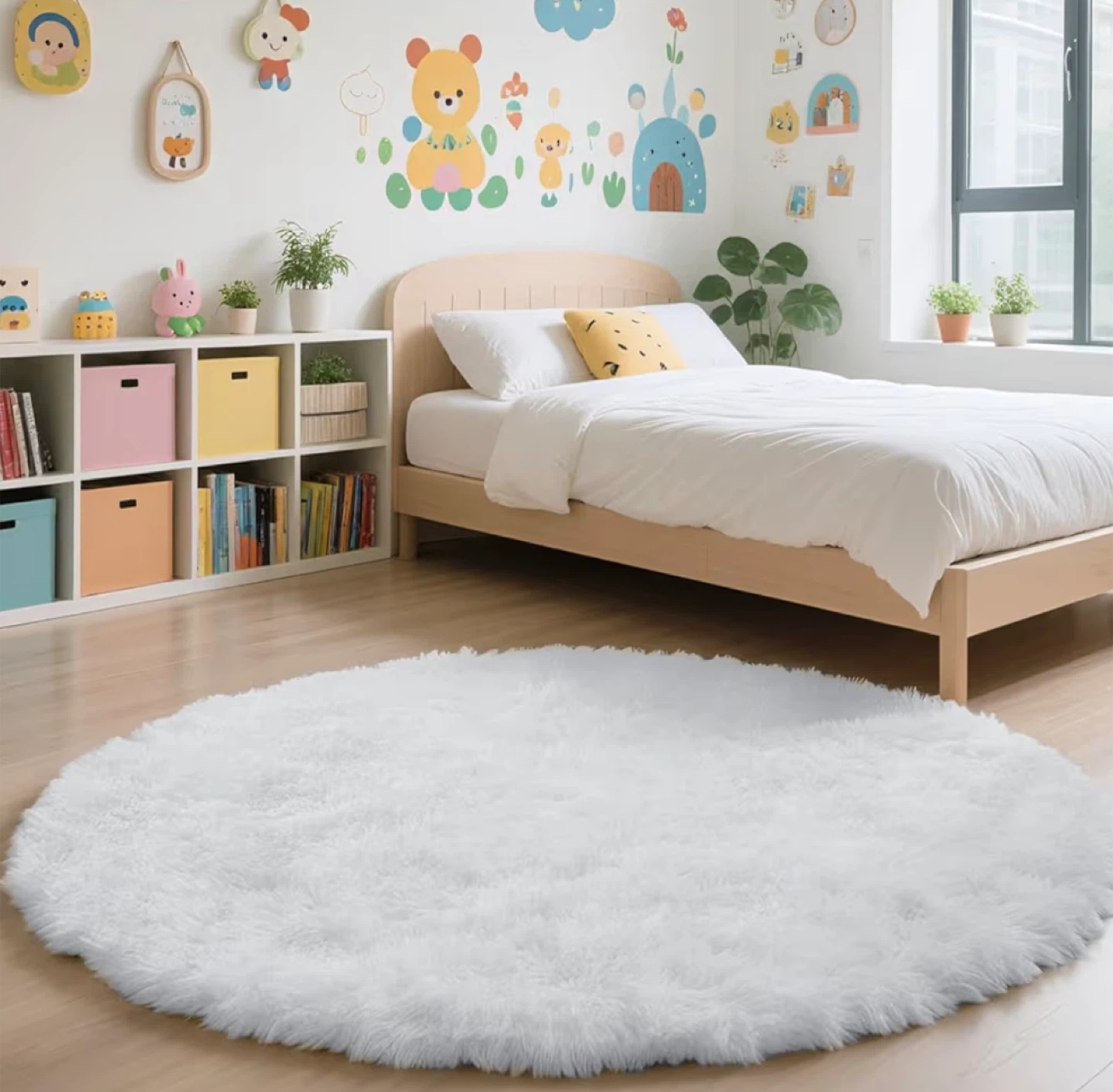 White Fluffy Round Rug 6 round - photo 3