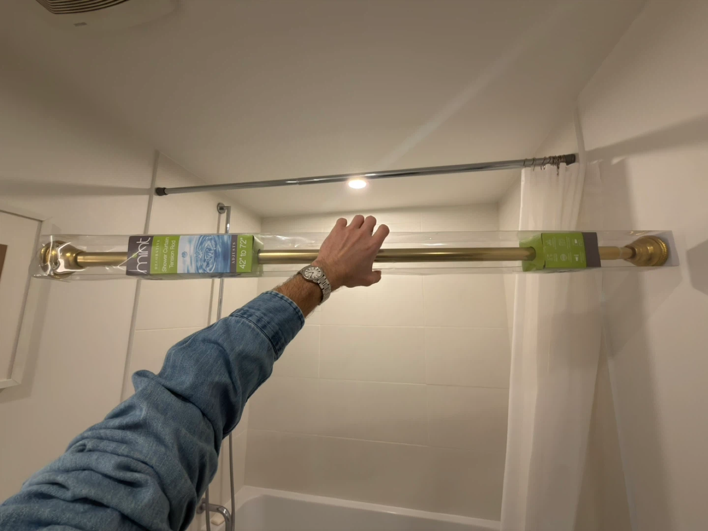 Shower Curtain  - Mint Decorative Tension Rod - 42" to 72"