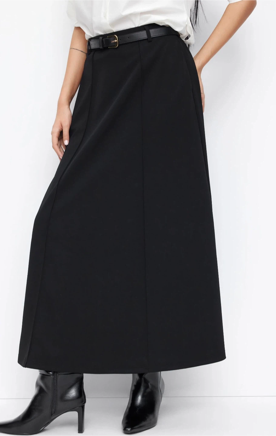 Black A-Line Midi Skirt - Size M - photo 4