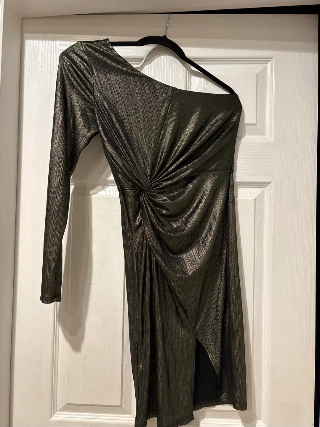 One-Shoulder Metallic Party Dress