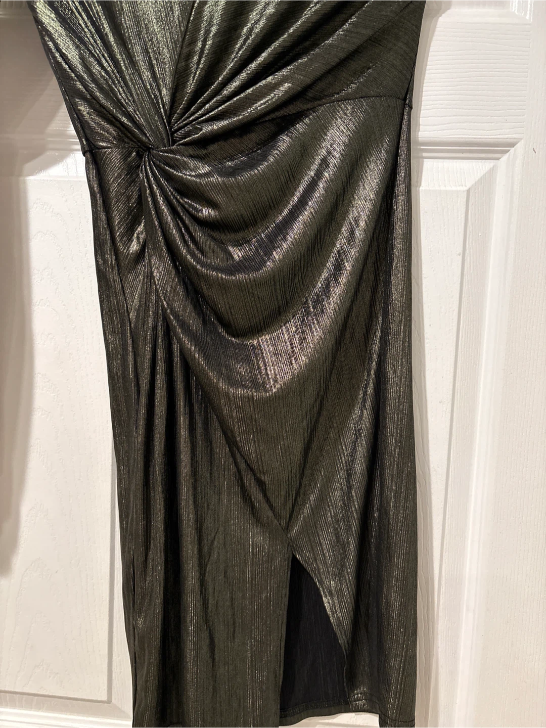 One-Shoulder Metallic Party Dress - photo 2
