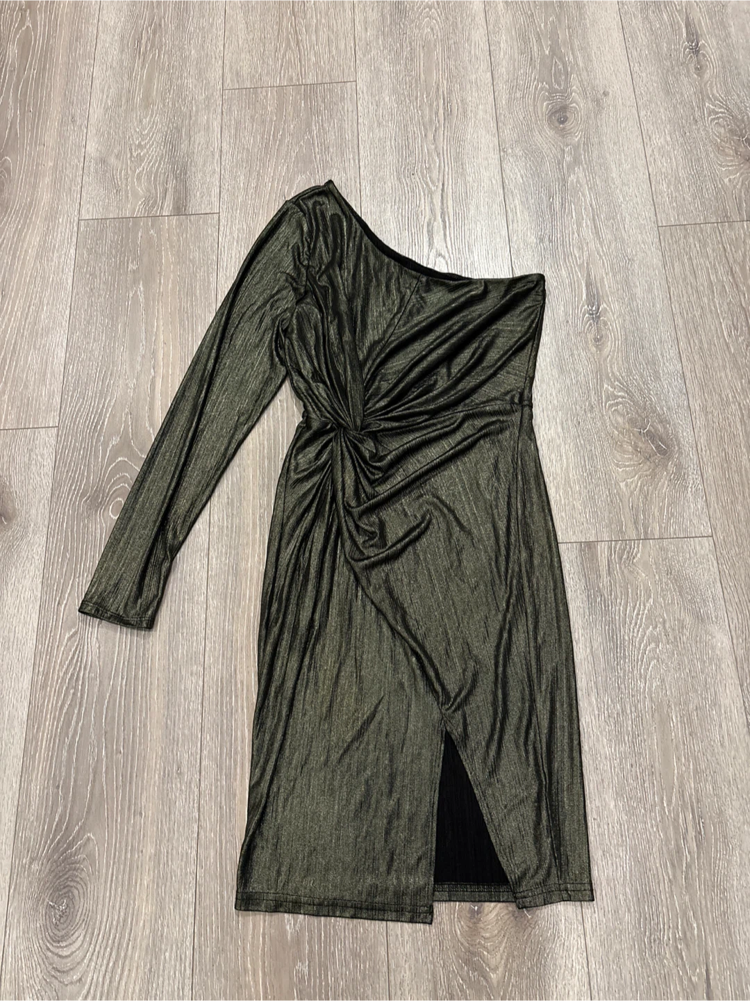 One-Shoulder Metallic Party Dress - photo 5