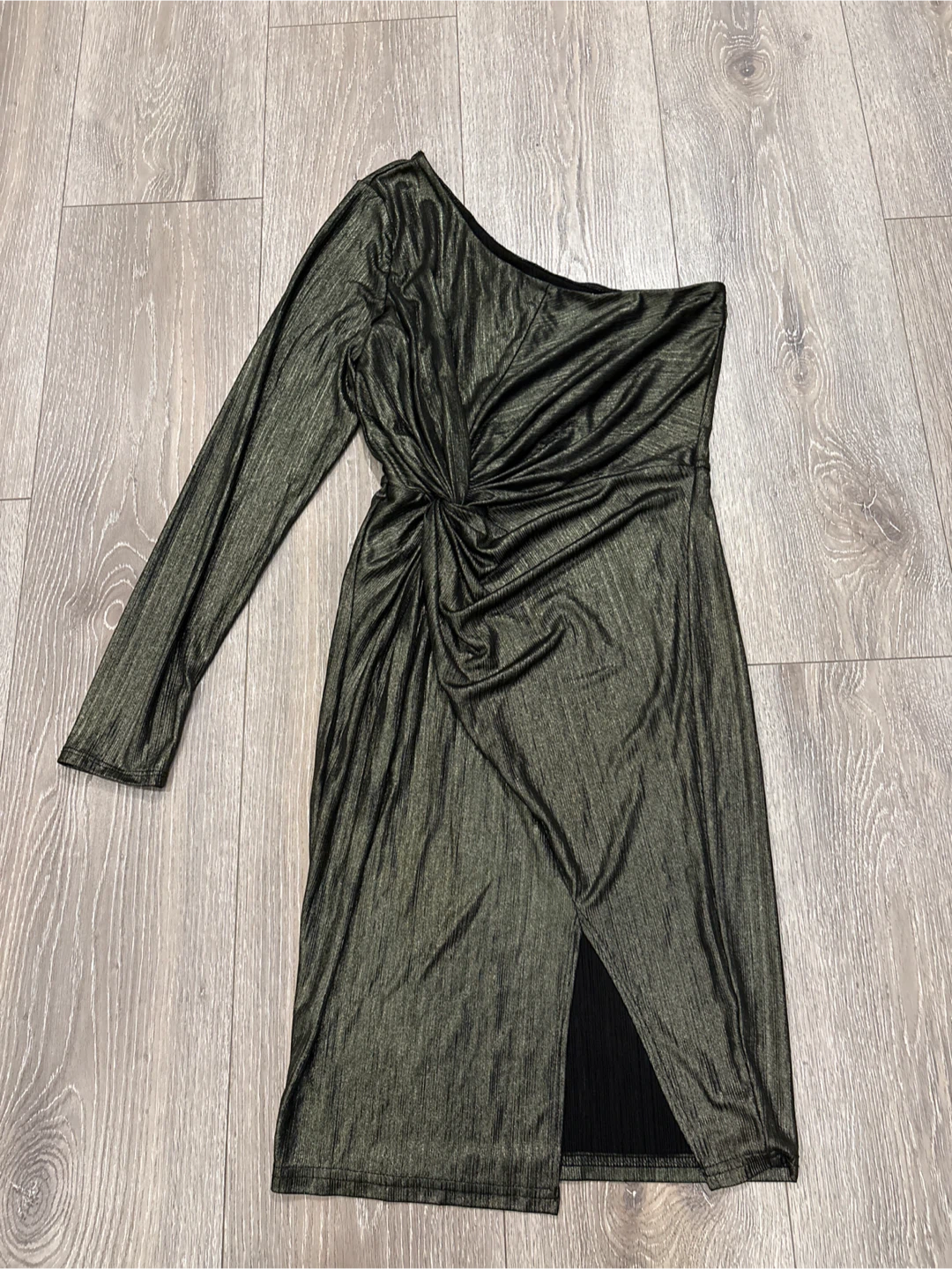 One-Shoulder Metallic Party Dress - photo 4