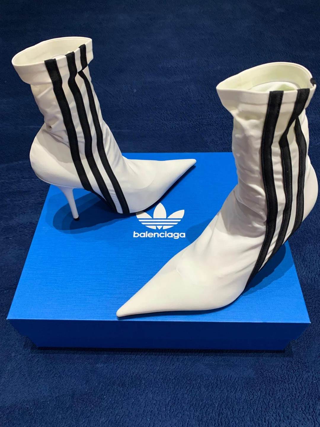 Adidas x Balenciaga White Heeled Ankle Boots - Size 37