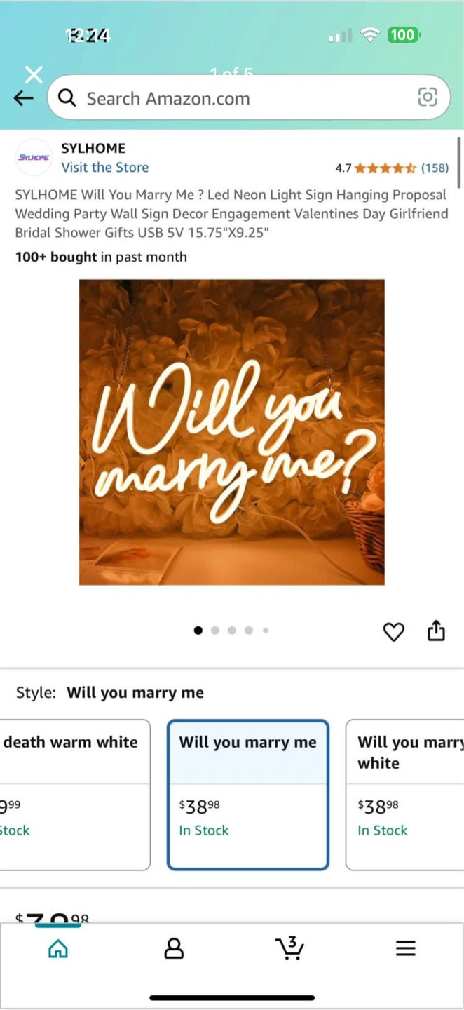 SYLHOME Will You Marry Me Neon Light