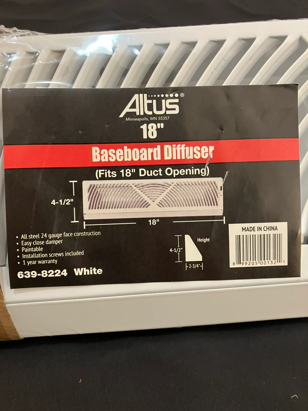 Pair Of Brand New 18” Altus White Baseboard Diffusers - photo 4