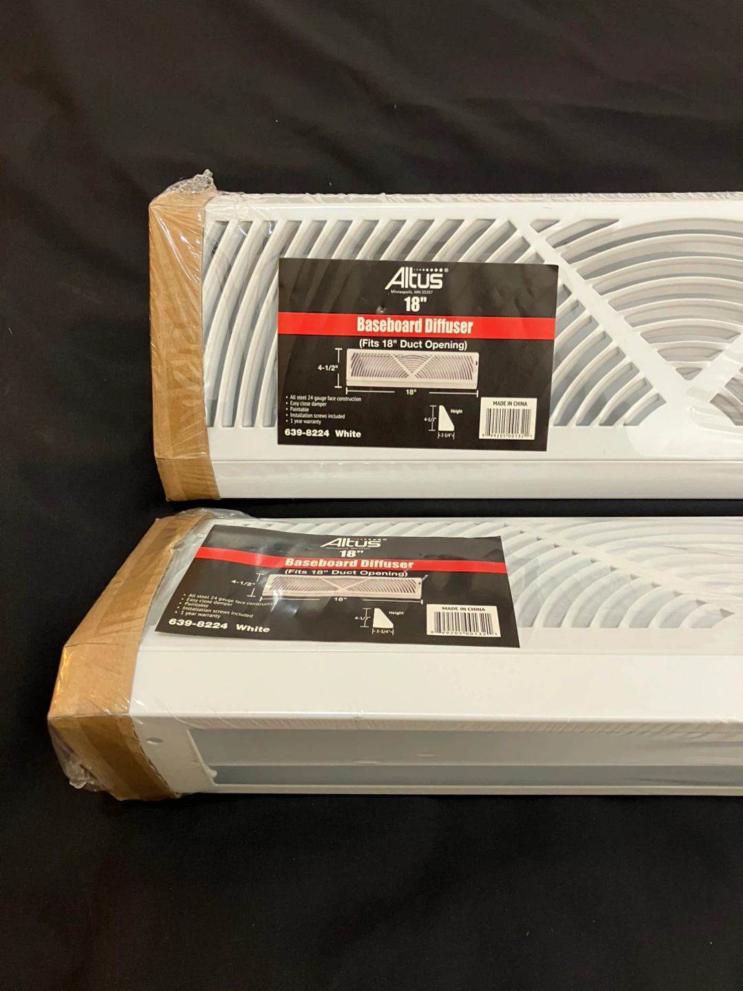 Pair Of Brand New 18” Altus White Baseboard Diffusers - photo 2