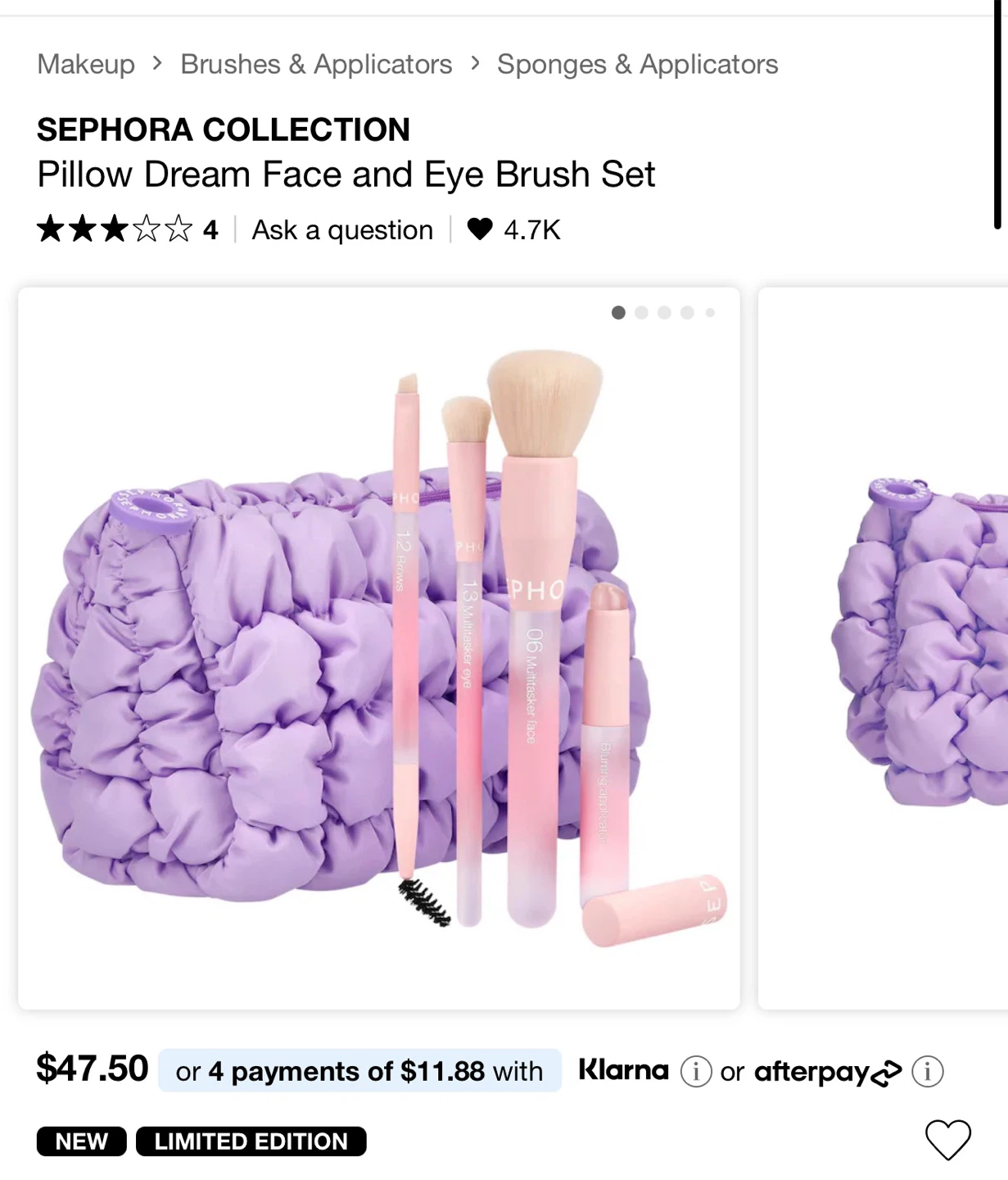Sephora Pillow Dream Face and Eye Brush Set - NEW - photo 2