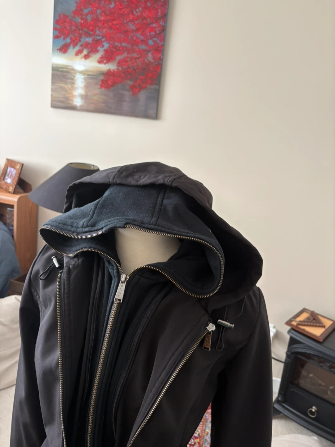 DKNY Black Hooded Winter Coat - Size Small - photo 5