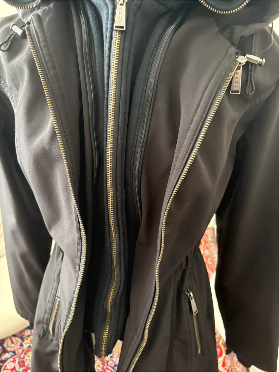 DKNY Black Hooded Winter Coat - Size Small - photo 3