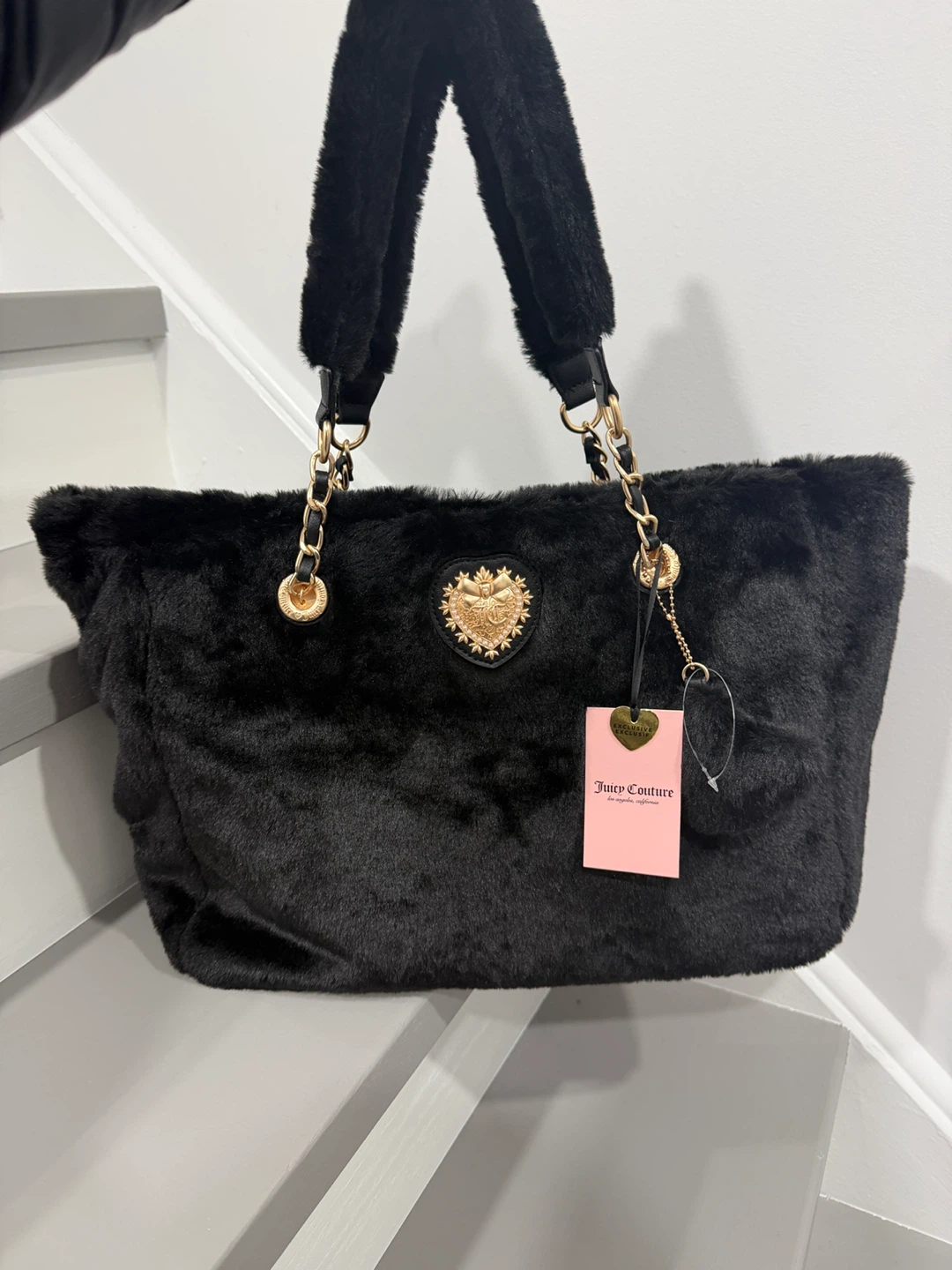 Juicy Couture Black Faux Fur Tote Bag - NEW! - photo 2