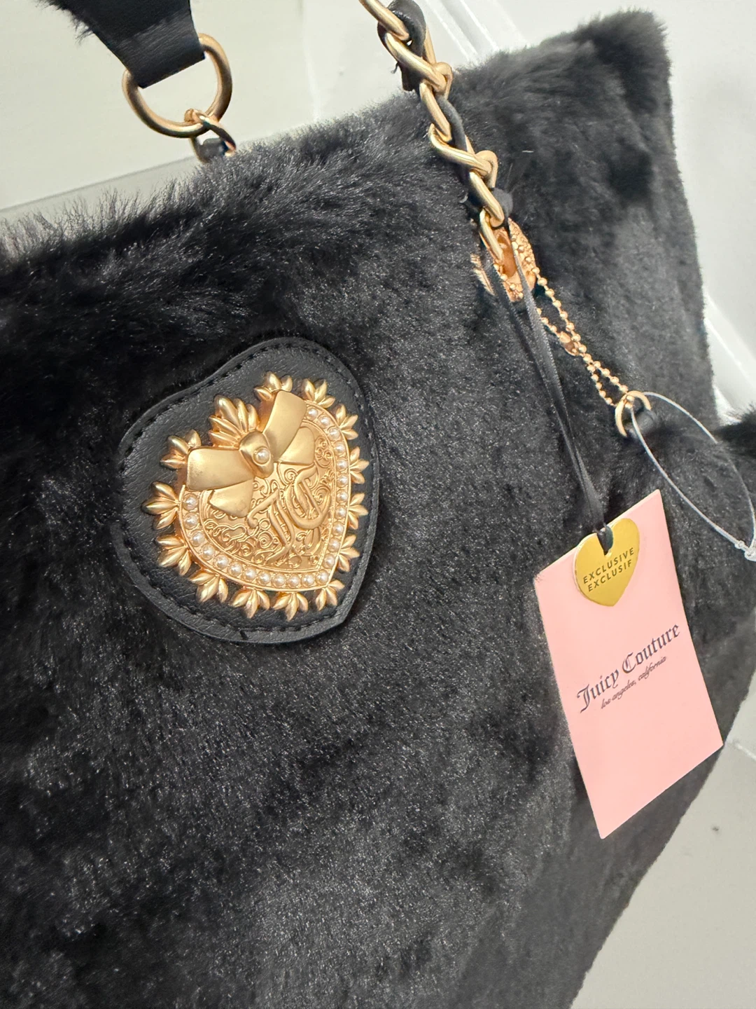 Juicy Couture Black Faux Fur Tote Bag - NEW! - photo 3