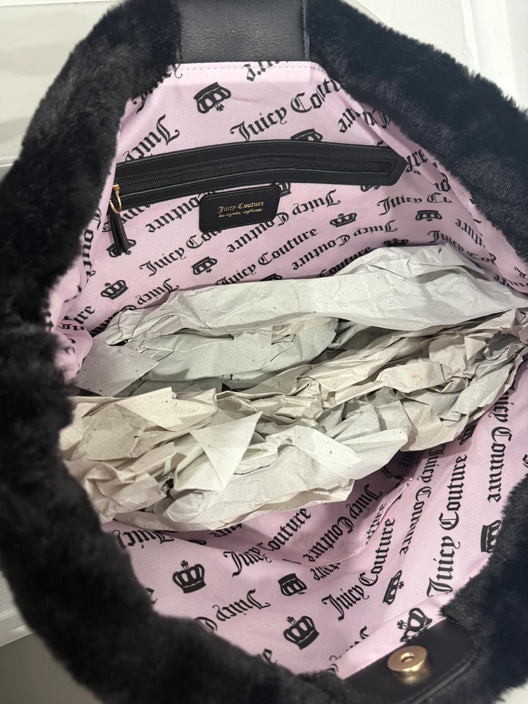Juicy Couture Black Faux Fur Tote Bag - NEW! - photo 5